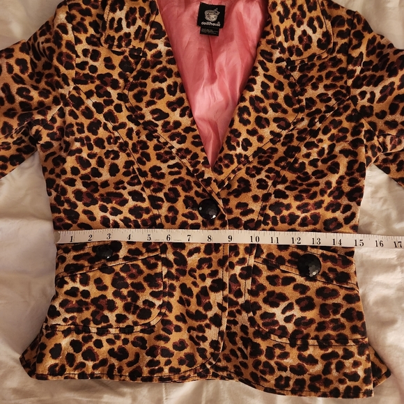 Dollhouse cropped jacket leopard printed 3/4 sleeves size M - Picture 5 of 9